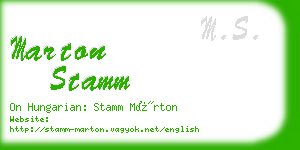marton stamm business card